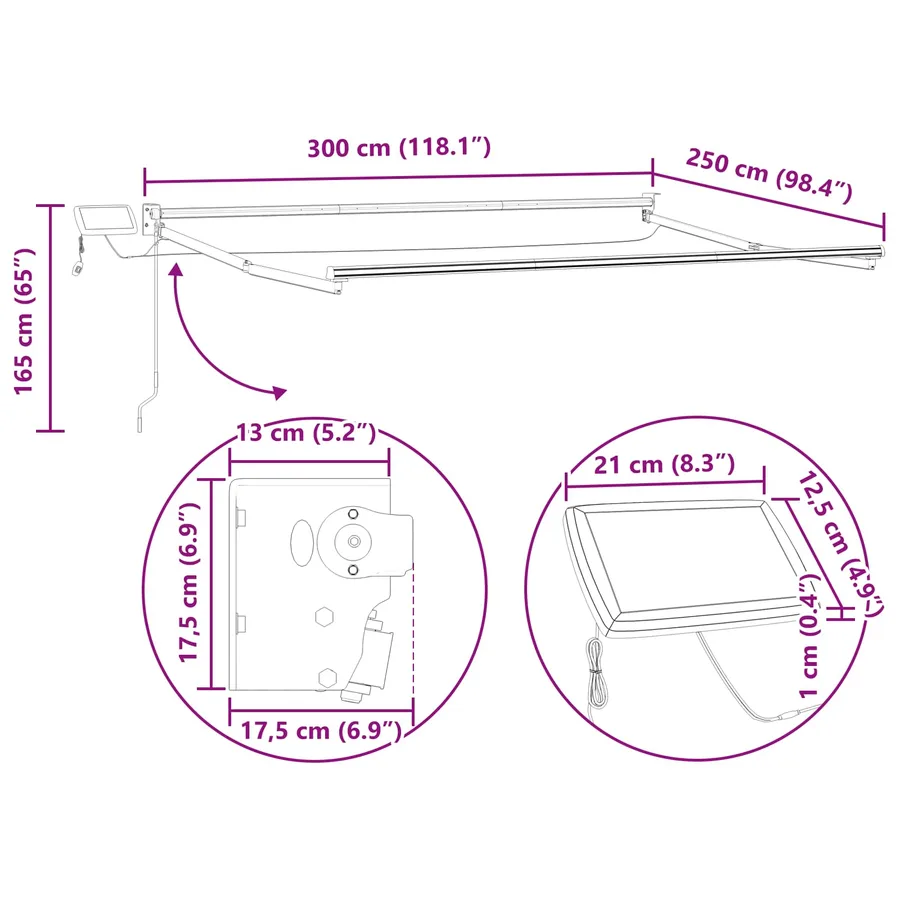 Cadre de store rétractable électrique Anthracite 3 x 2,5 m - 11