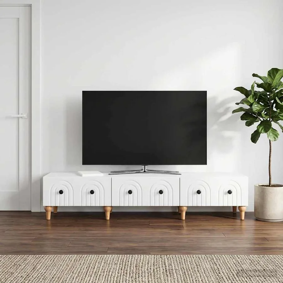 Meuble TV Blanc 147 x 34,5 x 30 cm Bois d'ingénierie
