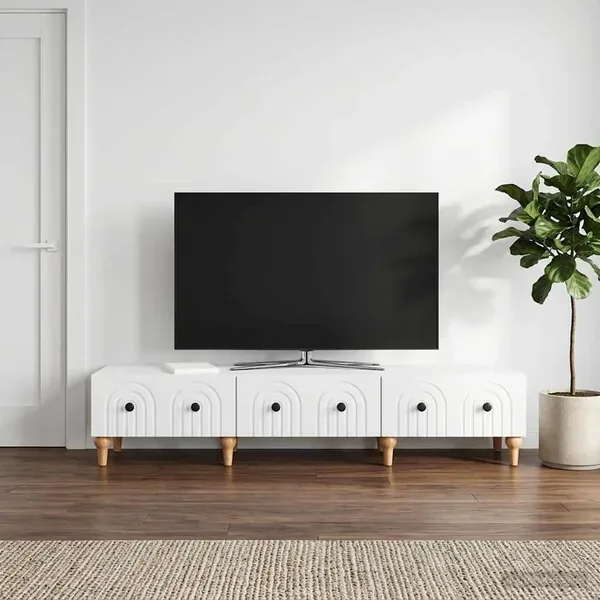 Meuble TV Blanc 147 x 34,5 x 30 cm Bois d'ingénierie