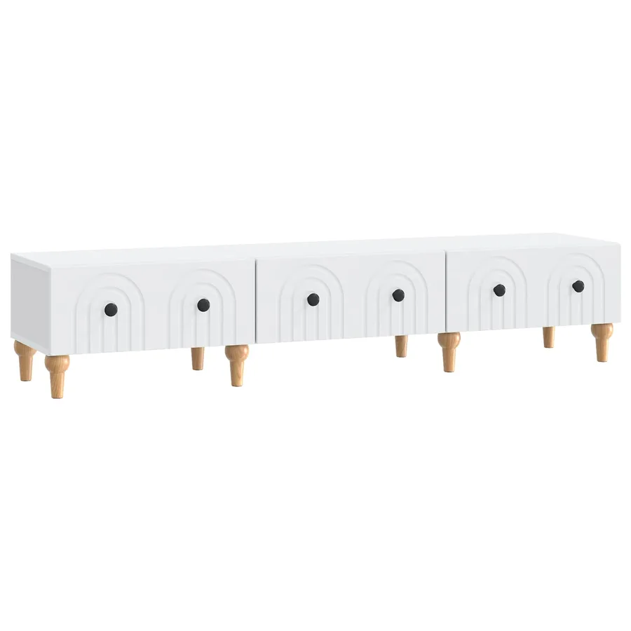Meuble TV Blanc 147 x 34,5 x 30 cm Bois d'ingénierie - 2