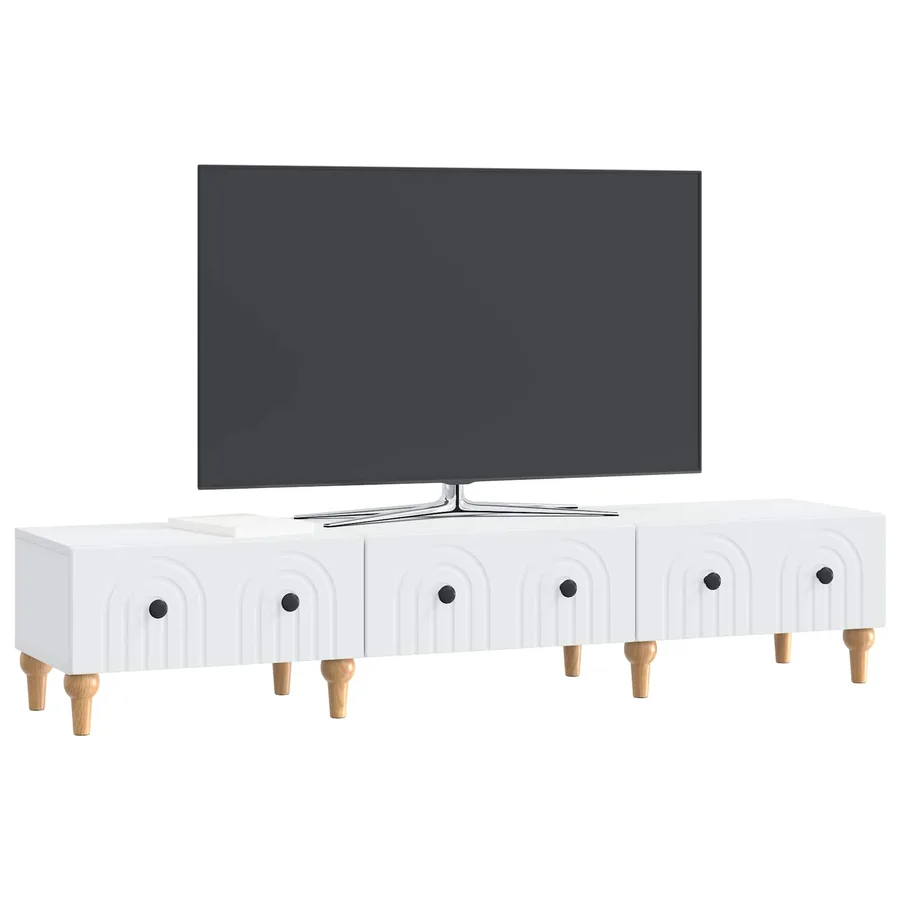 Meuble TV Blanc 147 x 34,5 x 30 cm Bois d'ingénierie - 3