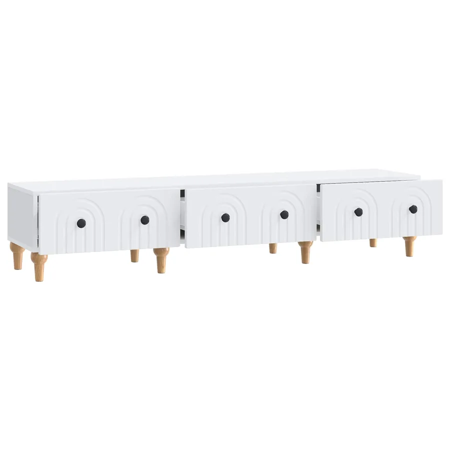 Meuble TV Blanc 147 x 34,5 x 30 cm Bois d'ingénierie - 5