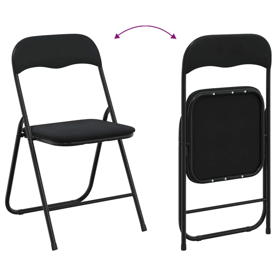 Chaise pliante 8 pcs Noir 48 x 44 x 78 cm Velours - 11