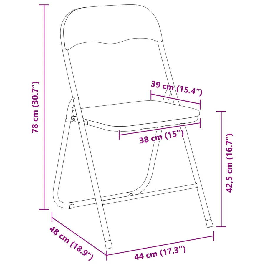 Chaise pliante 8 pcs Noir 48 x 44 x 78 cm Velours - 13