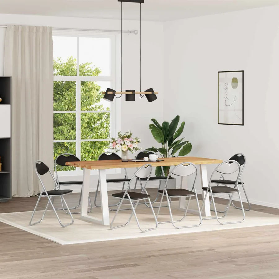 Chaise pliante 8 pcs Noir et gris 48 x 43,5 x 81 cm Simili cuir