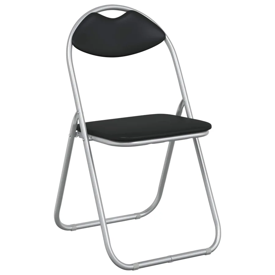 Chaise pliante 8 pcs Noir et gris 48 x 43,5 x 81 cm Simili cuir - 2