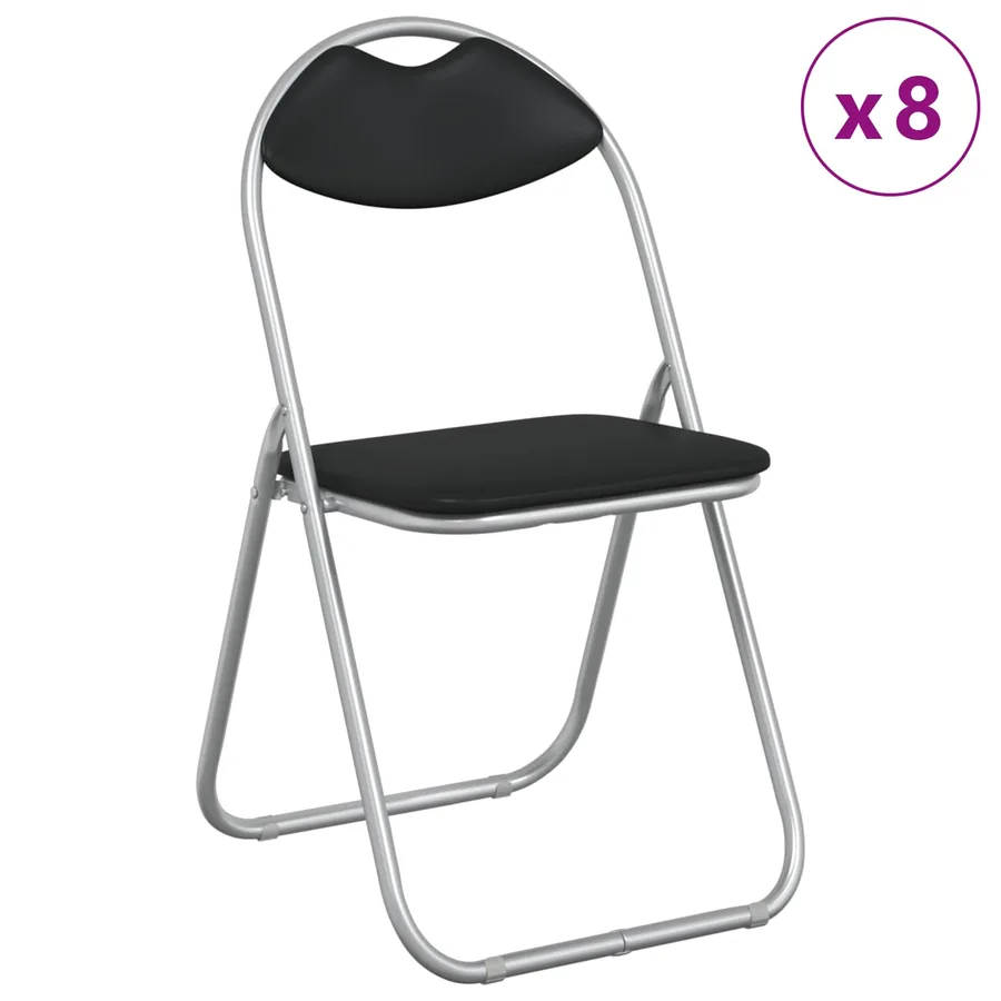 Chaise pliante 8 pcs Noir et gris 48 x 43,5 x 81 cm Simili cuir - 3