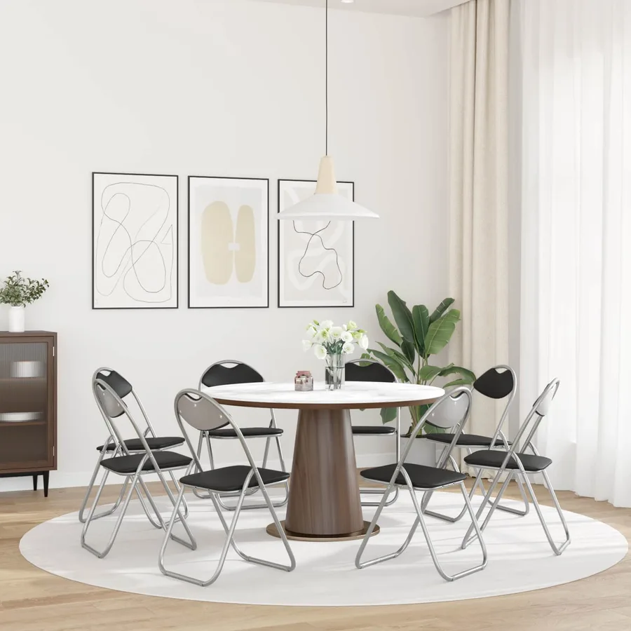 Chaise pliante 8 pcs Noir et gris 48 x 43,5 x 81 cm Simili cuir - 4