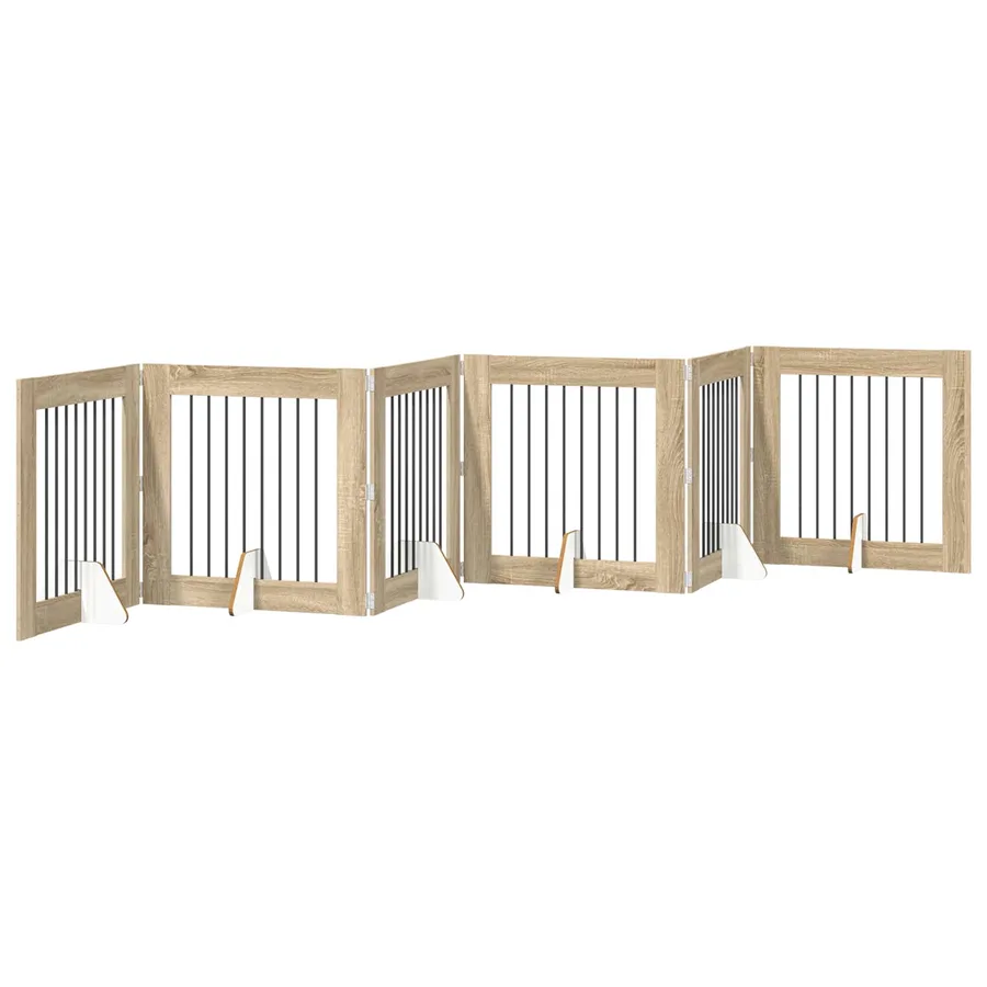 Porte de chien pliable avec supports 6 pcs Chêne Sonoma 482 cm - 2