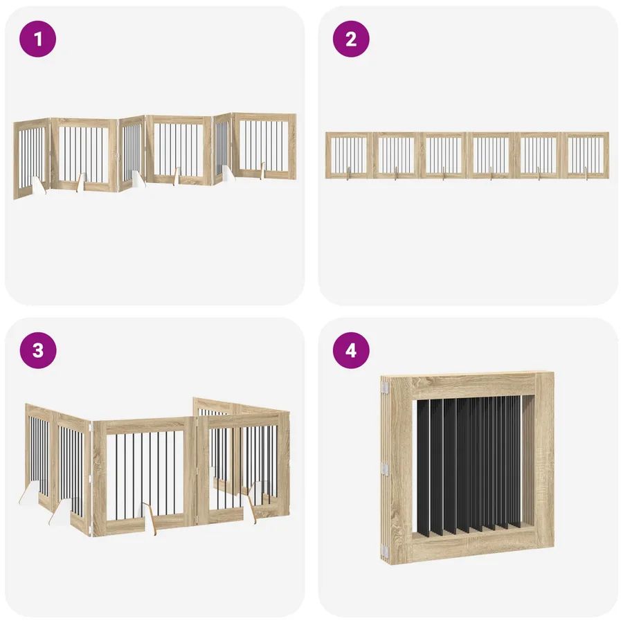 Porte de chien pliable avec supports 6 pcs Chêne Sonoma 482 cm - 7