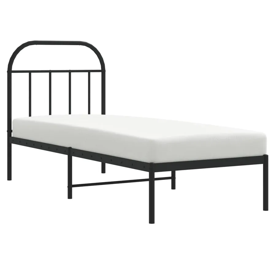 Cadre de lit métal sans matelas avec tête de lit noir 75x190 cm - 5