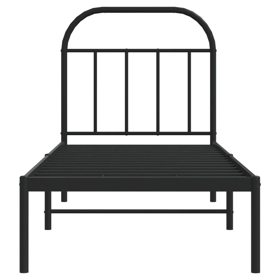 Cadre de lit métal sans matelas avec tête de lit noir 75x190 cm - 6