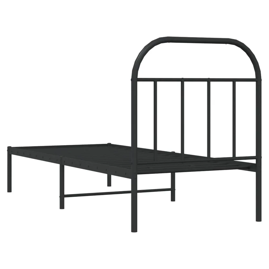 Cadre de lit métal sans matelas avec tête de lit noir 75x190 cm - 8