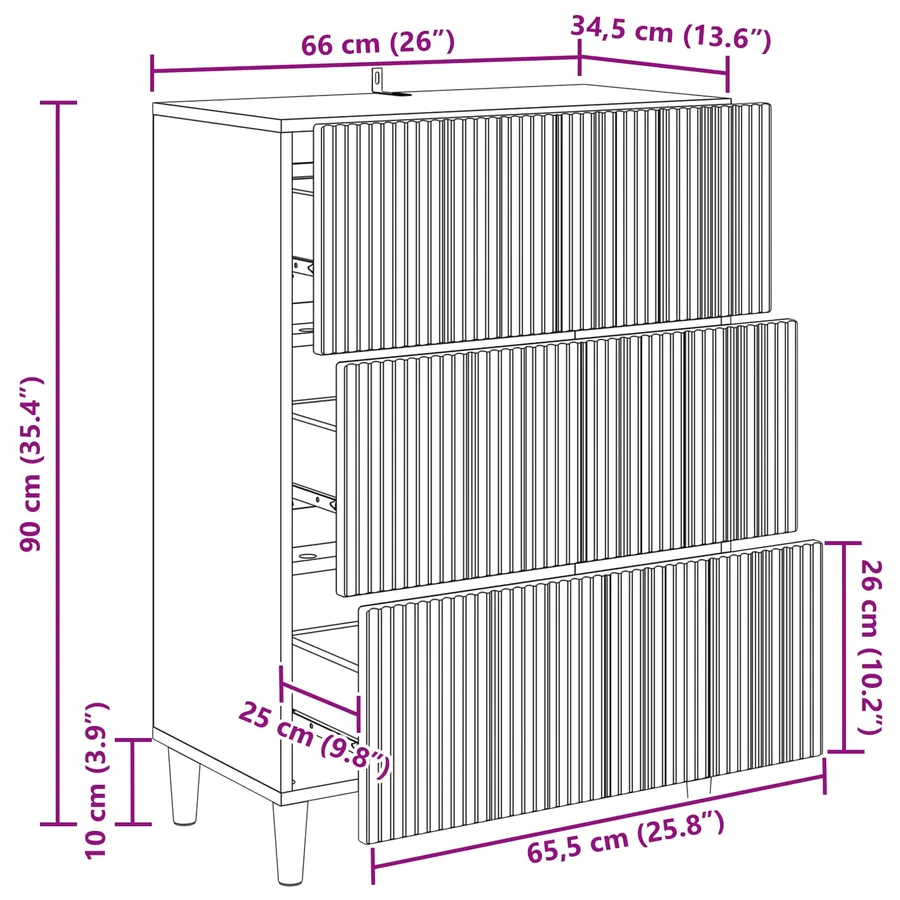 Armoire à tiroirs Chêne Sonoma 66 x 34,5 x 90 cm - 11