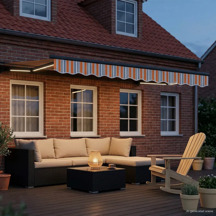 Cadre de store manuel avec LEDs 3,5 x 2,5 m - 3