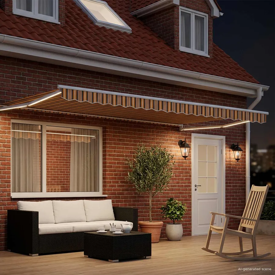 Store rétractable manuel avec LEDs Jaune, Gris et Blanc 4 × 3 m - 3