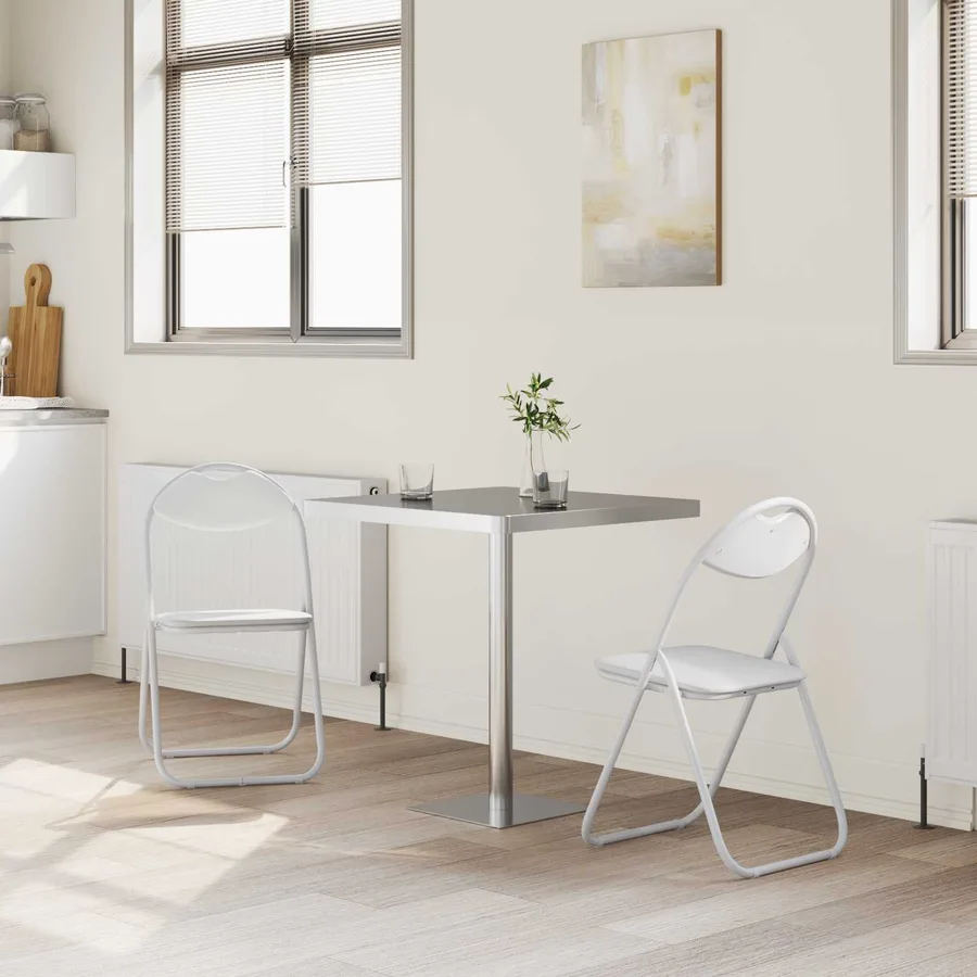 Chaise pliante 2 pcs Blanc 48 x 43,5 x 81 cm Simili cuir - 3