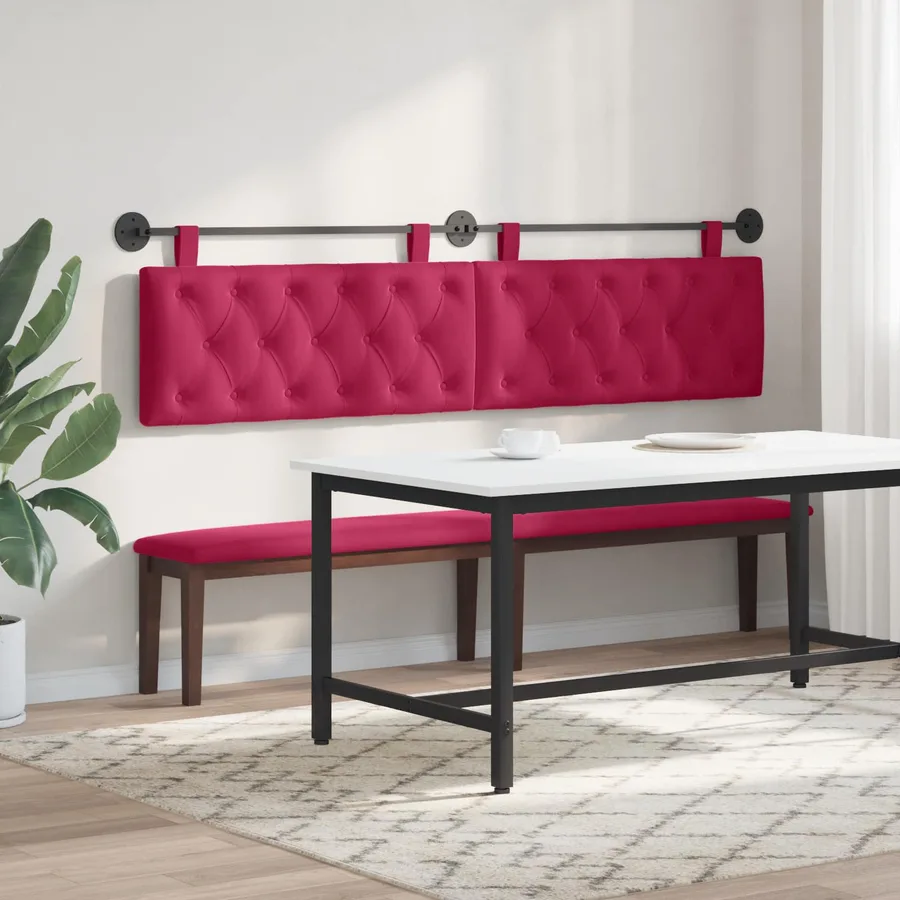 Tête de lit suspendue Avec lumière LED Bordeaux Velours - 4