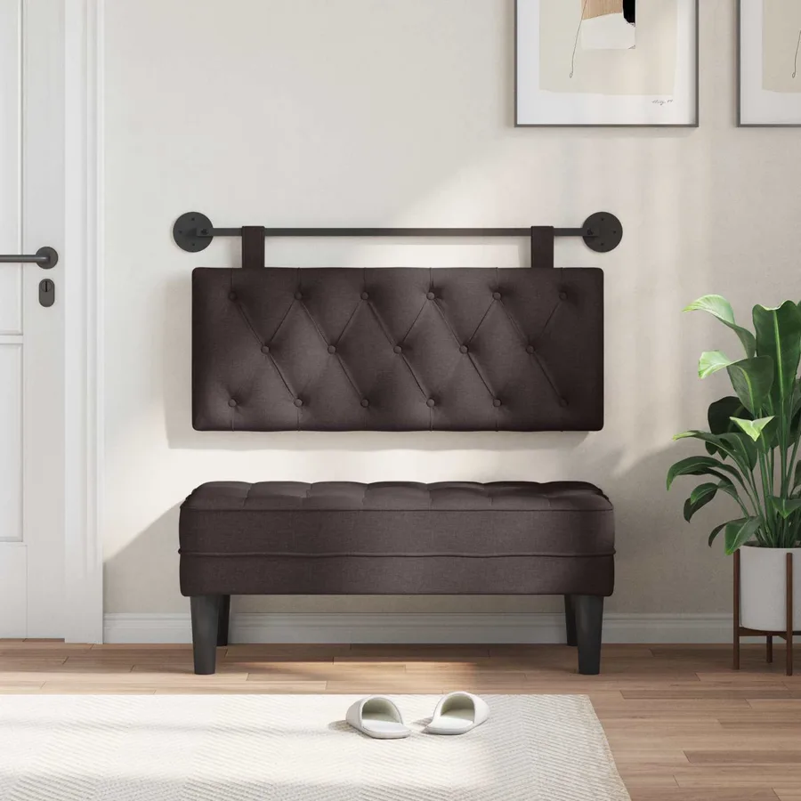 Tête de lit suspendue Marron foncé Tissu - 3
