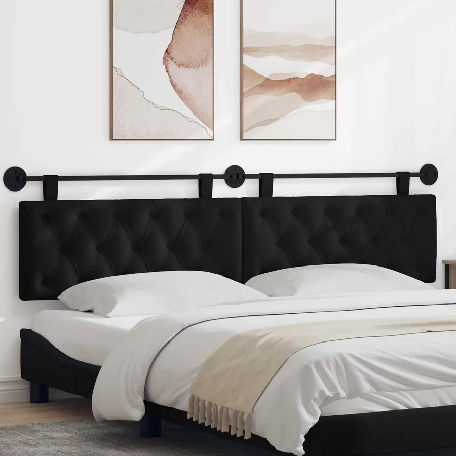 Tête de lit suspendue Noir Tissu