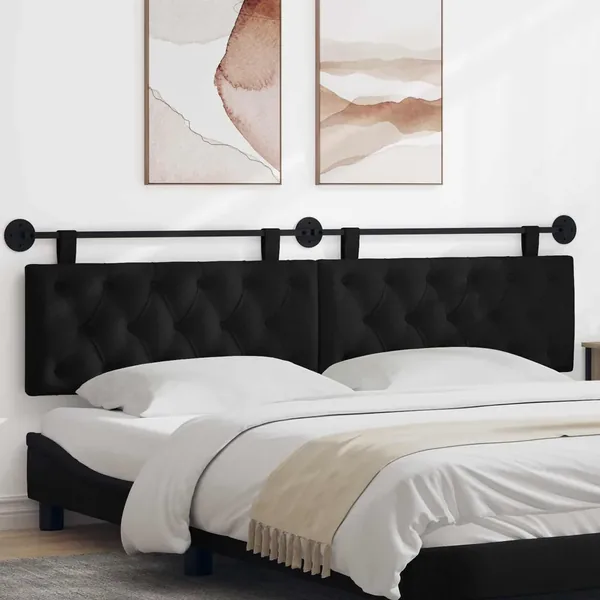 Tête de lit suspendue Noir Tissu