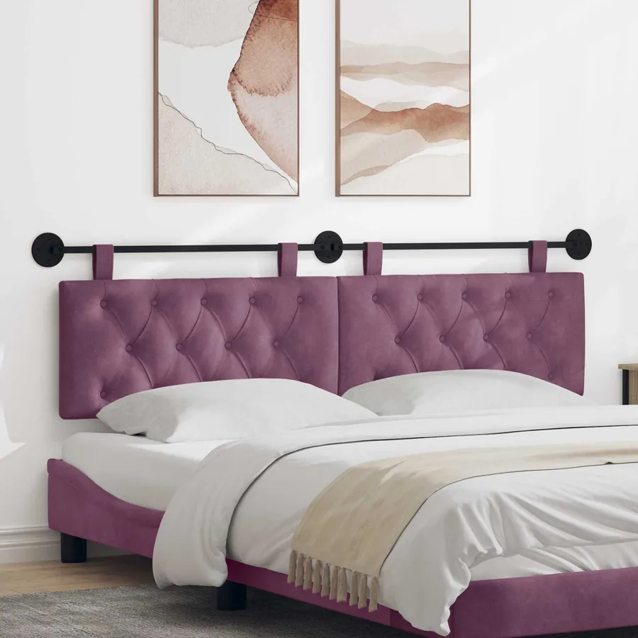 Tête de lit suspendue Avec lumière LED Pourpre Velours