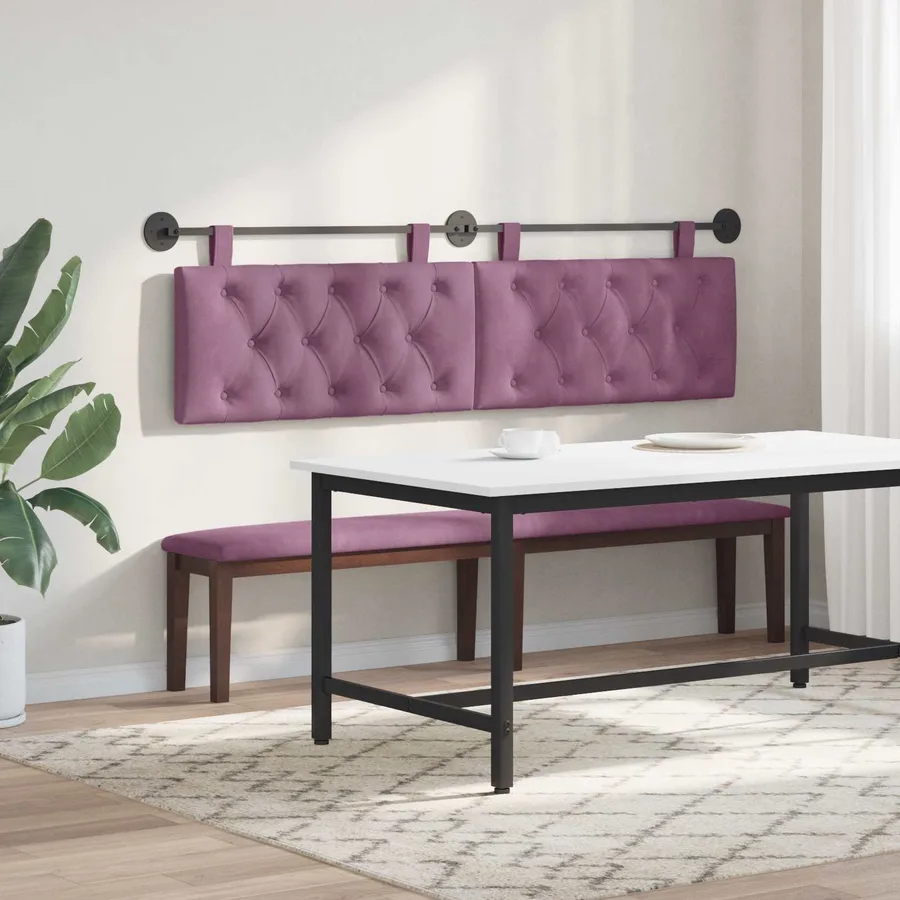 Tête de lit suspendue Avec lumière LED Pourpre Velours - 4