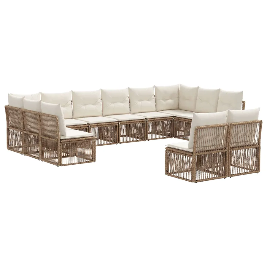 Ensemble de canapé de jardin 12 pcs Beige polyrotin - 2