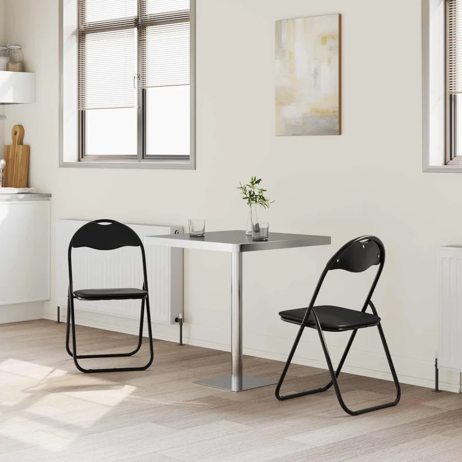 Chaise pliante 2 pcs Noir 48 x 43,5 x 81 cm Simili cuir - 3