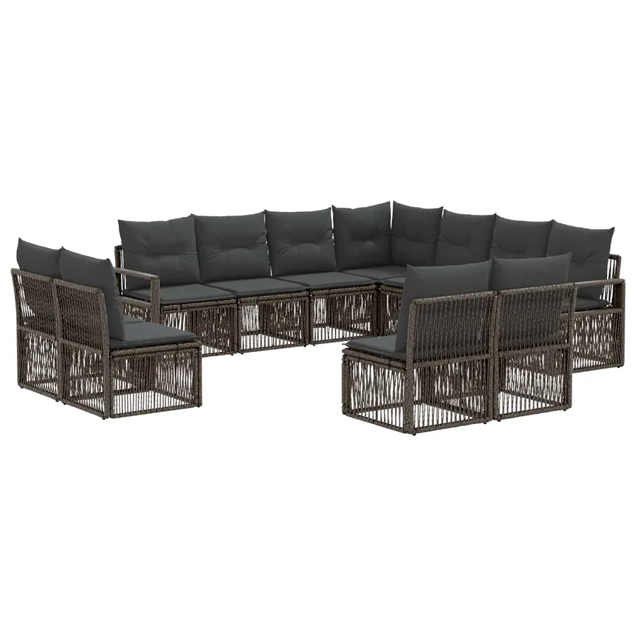 Ensemble de canapé de jardin 11 pcs Gris polyrotin - 2