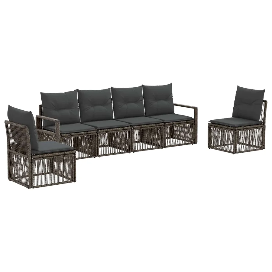 Ensemble de canapé de jardin 6 pcs Gris polyrotin - 2