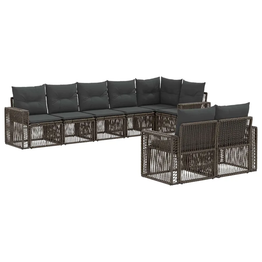 Ensemble de canapé de jardin 8 pcs Gris et Gris foncé polyrotin - 2