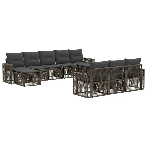 Ensemble de canapé de jardin 10 pcs Gris et Gris foncé