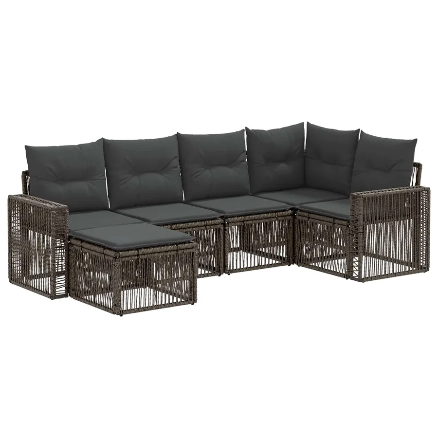 Ensemble de canapé de jardin 6 pcs Gris et Gris foncé polyrotin - 2