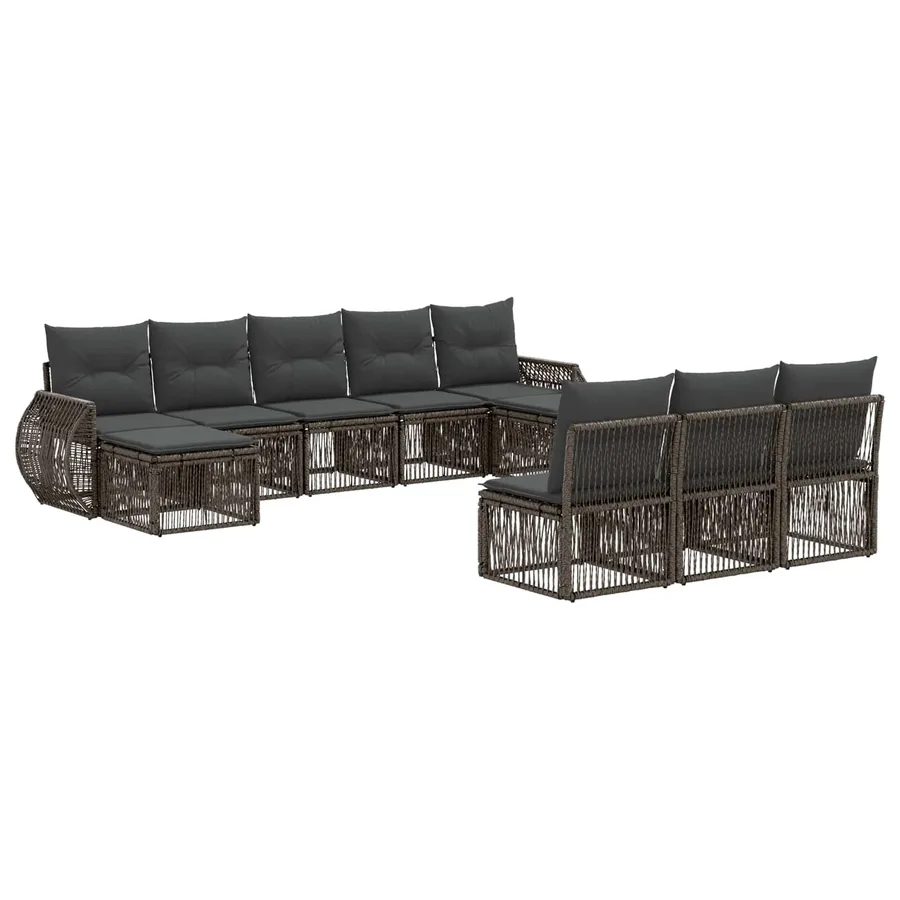 Ensemble de canapé de jardin 10 pcs Gris et Gris foncé - 2