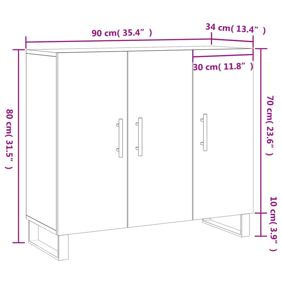 Buffet gris béton 90x34x80 cm bois d'ingénierie - 13