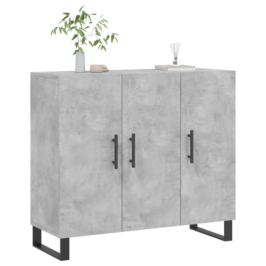 Buffet gris béton 90x34x80 cm bois d'ingénierie - 3