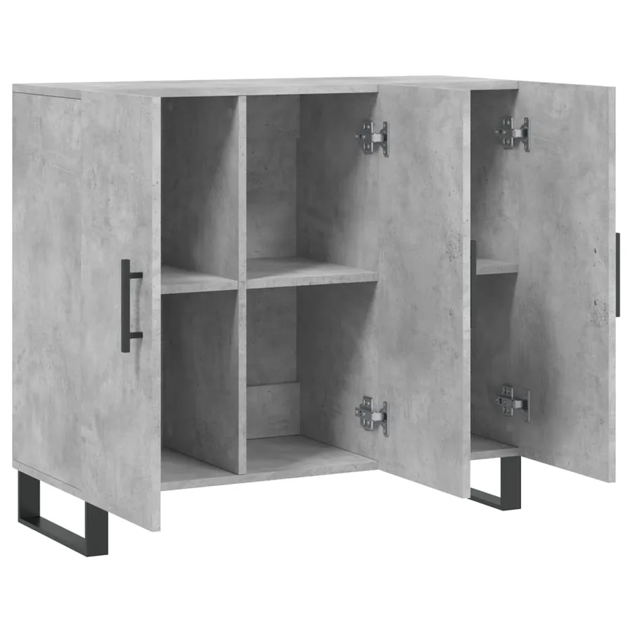 Buffet gris béton 90x34x80 cm bois d'ingénierie - 5