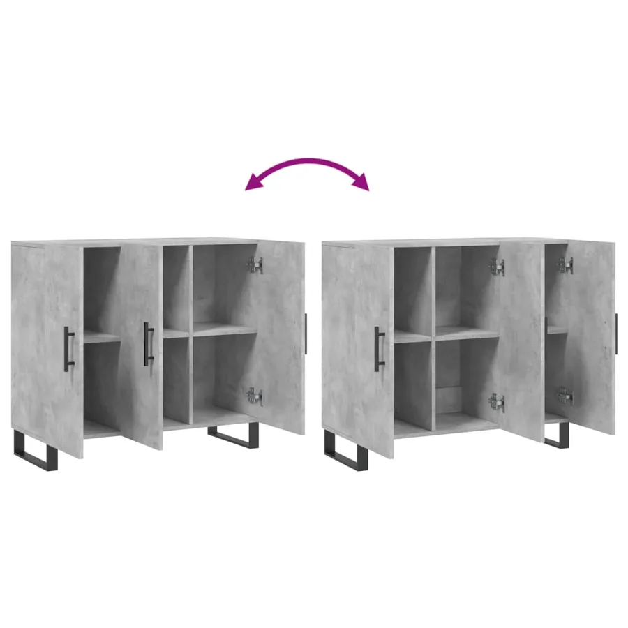 Buffet gris béton 90x34x80 cm bois d'ingénierie - 9