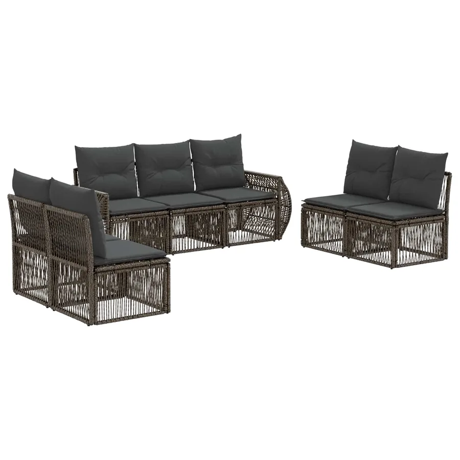 Ensemble de canapé de jardin 7 pcs Gris et Gris foncé polyrotin - 2