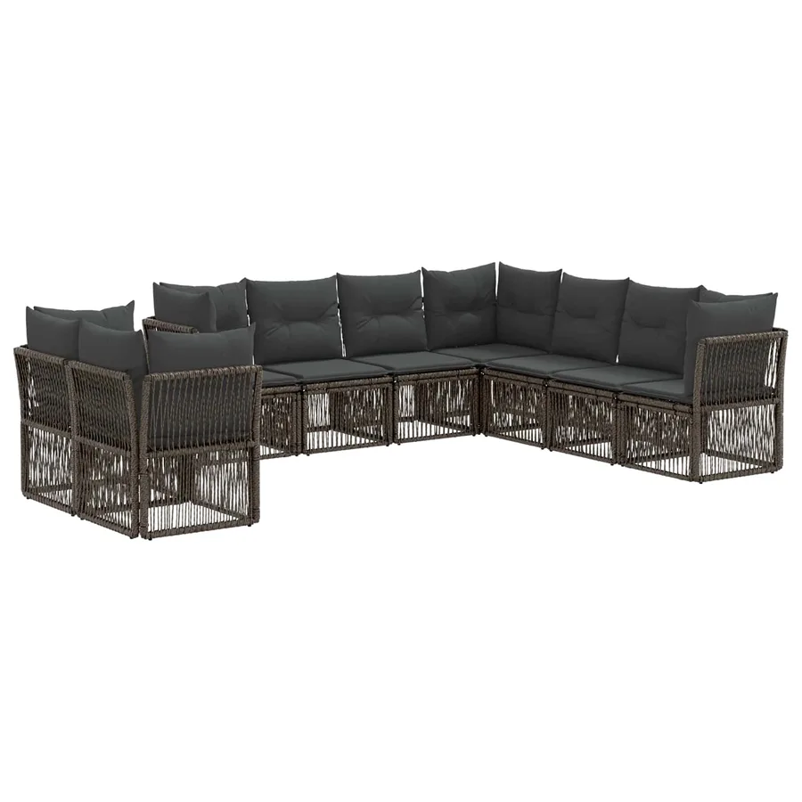 Ensemble de canapé de jardin 9 pcs Gris polyrotin - 2
