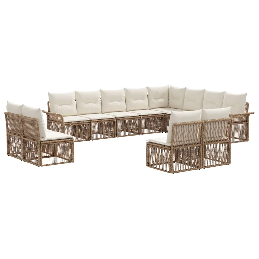 Ensemble de canapé de jardin 12 pcs Beige polyrotin - 2