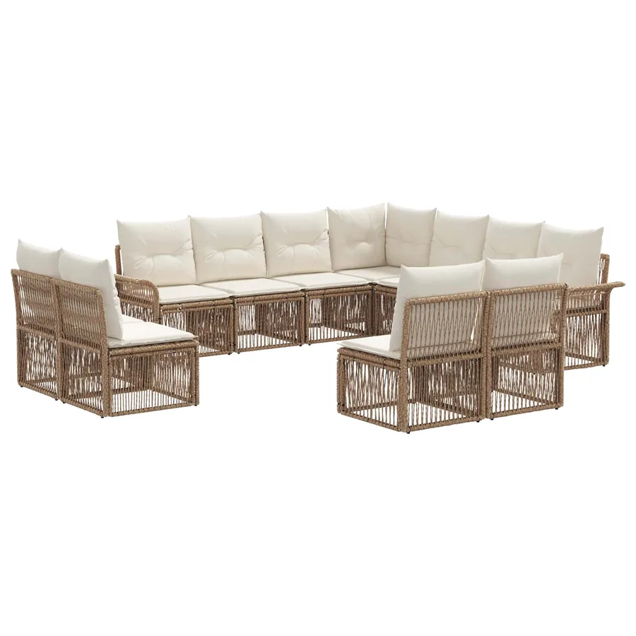 Ensemble de canapé de jardin 11 pcs Beige polyrotin - 2