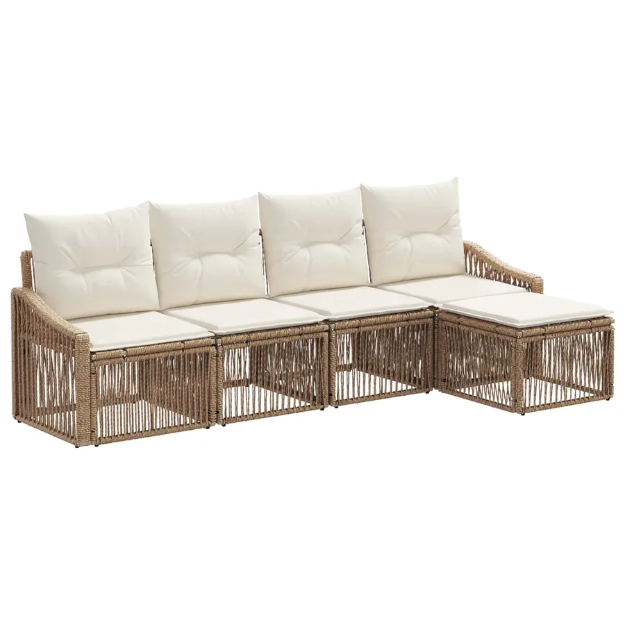 Ensemble de canapé de jardin 5 pcs Beige polyrotin - 2