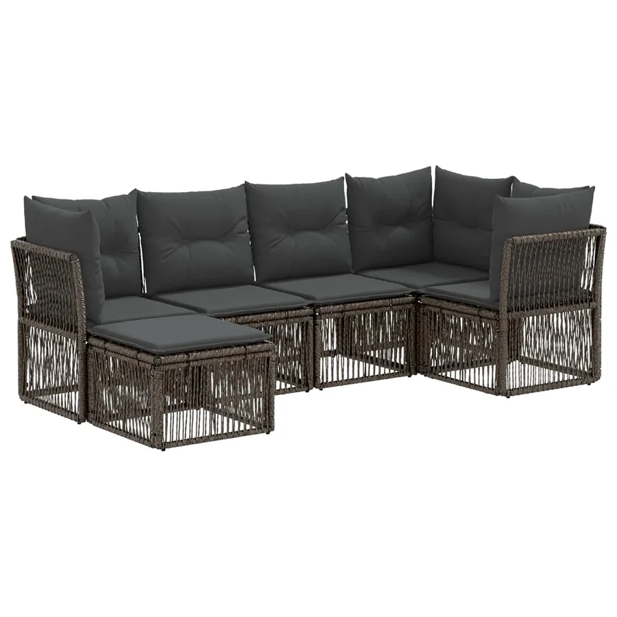 Ensemble de canapé de jardin 6 pcs Gris polyrotin - 2