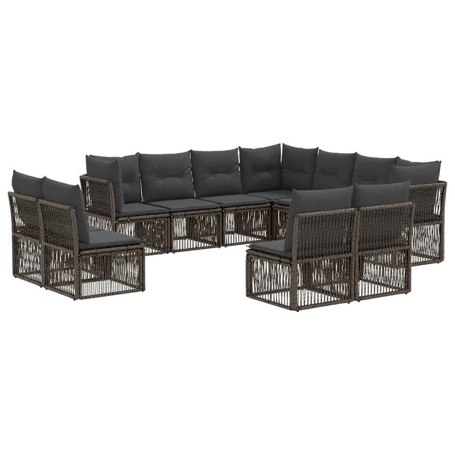Ensemble de canapé de jardin 11 pcs Gris polyrotin - 2