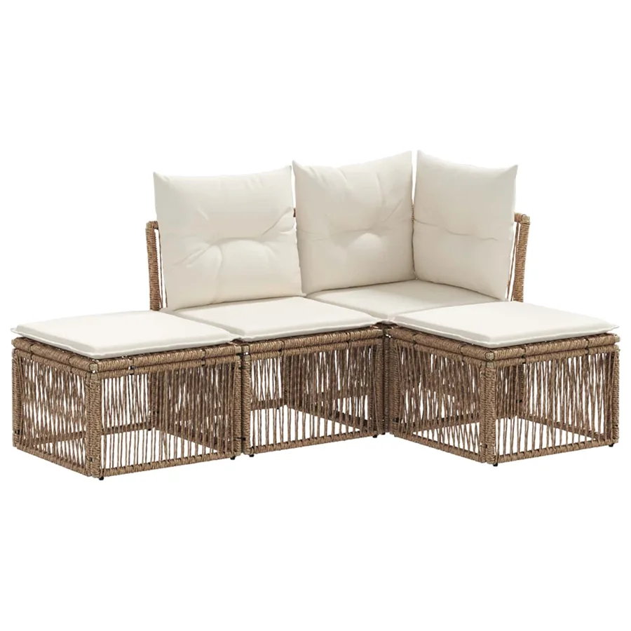 Ensemble de canapé de jardin 4 pcs Beige polyrotin - 2