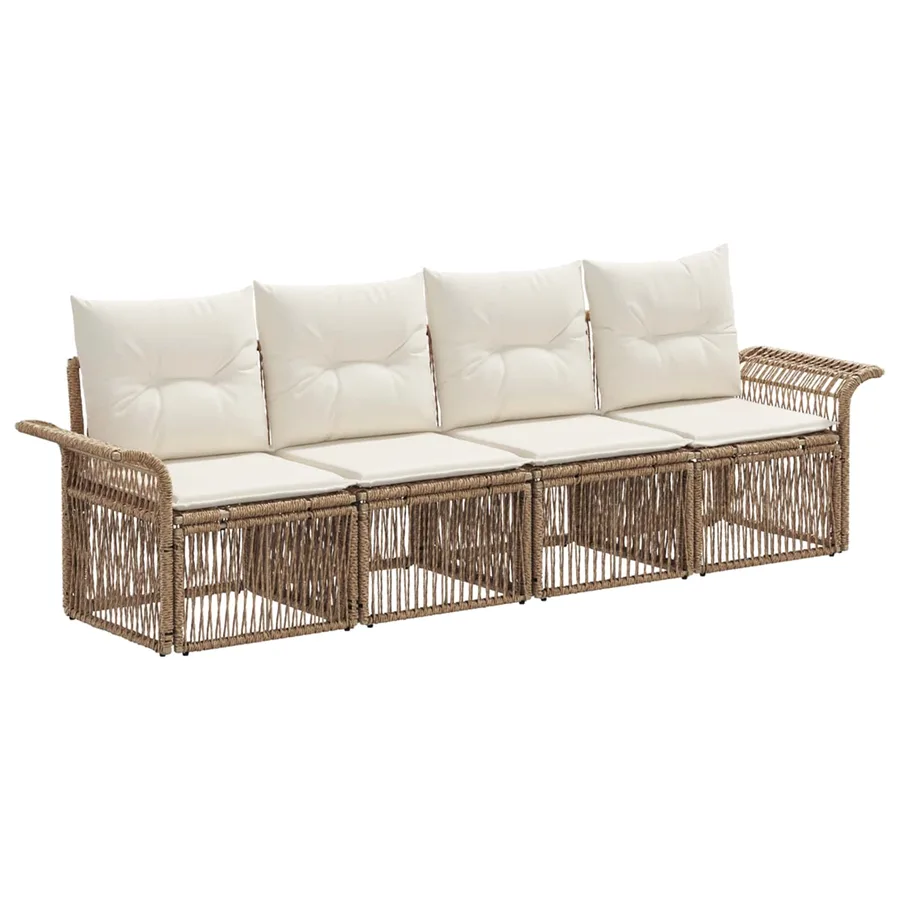 Ensemble de canapé de jardin 4 pcs Beige polyrotin - 2