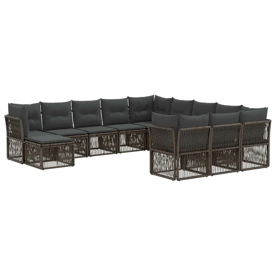 Ensemble de canapé de jardin 12 pcs Gris polyrotin