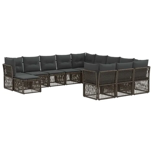 Ensemble de canapé de jardin 12 pcs Gris polyrotin